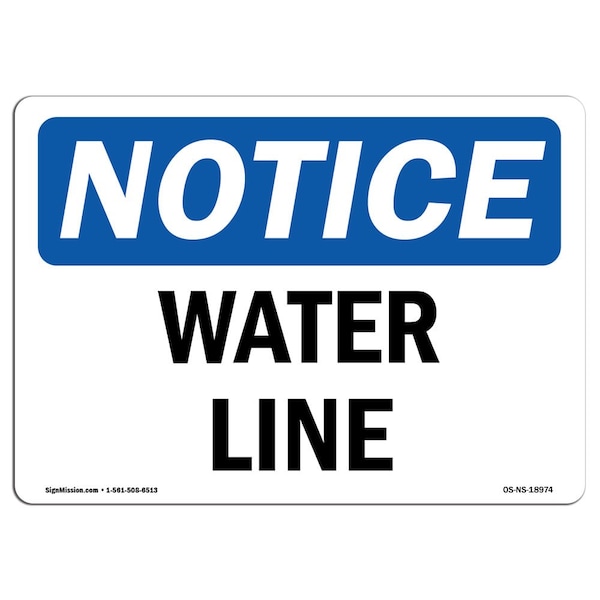 Safety Sign, OSHA Notice, 3.5" Height, Water Line Sign, Landscape, 10PK